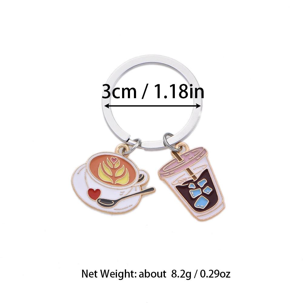 Cute Food Keychain Set for Backpack Coffee Bread Ice Cube Cola Charms Kawaii Alloy Pendant Bag Accessories for Girls Gift