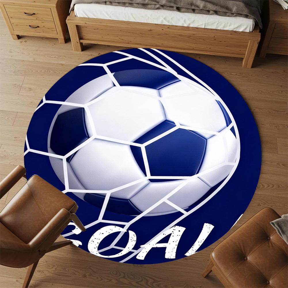 1PC Soccer Goal Round Chair Mat Area Rug - Non-Slip, Floor Mat for Office, Bedroom, and Indoor Decor -Gift D1127216