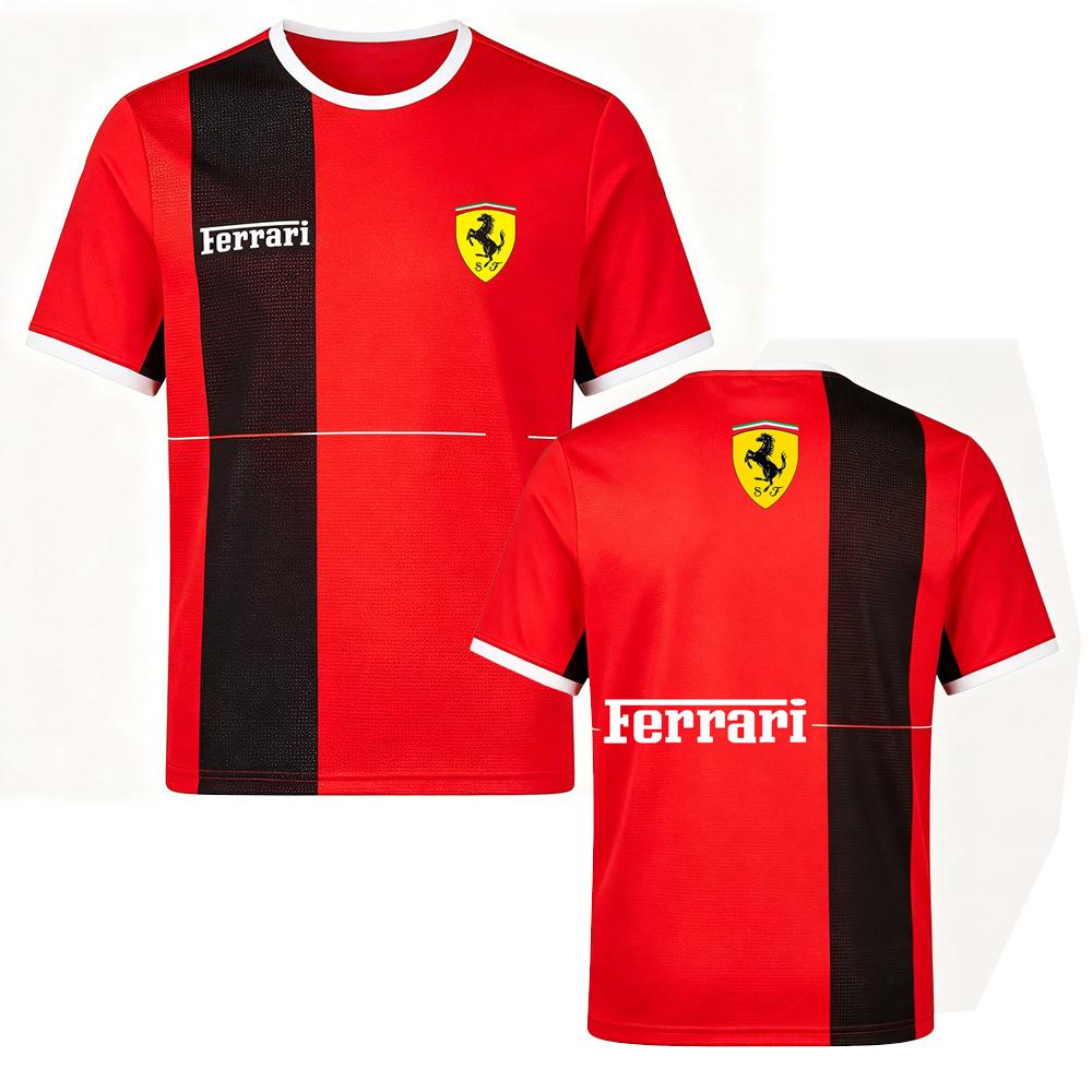 2026 Ferrari Summer Round Neck 3D Print T-shirt Formula 1 Motor Racing Short Sleeve Top