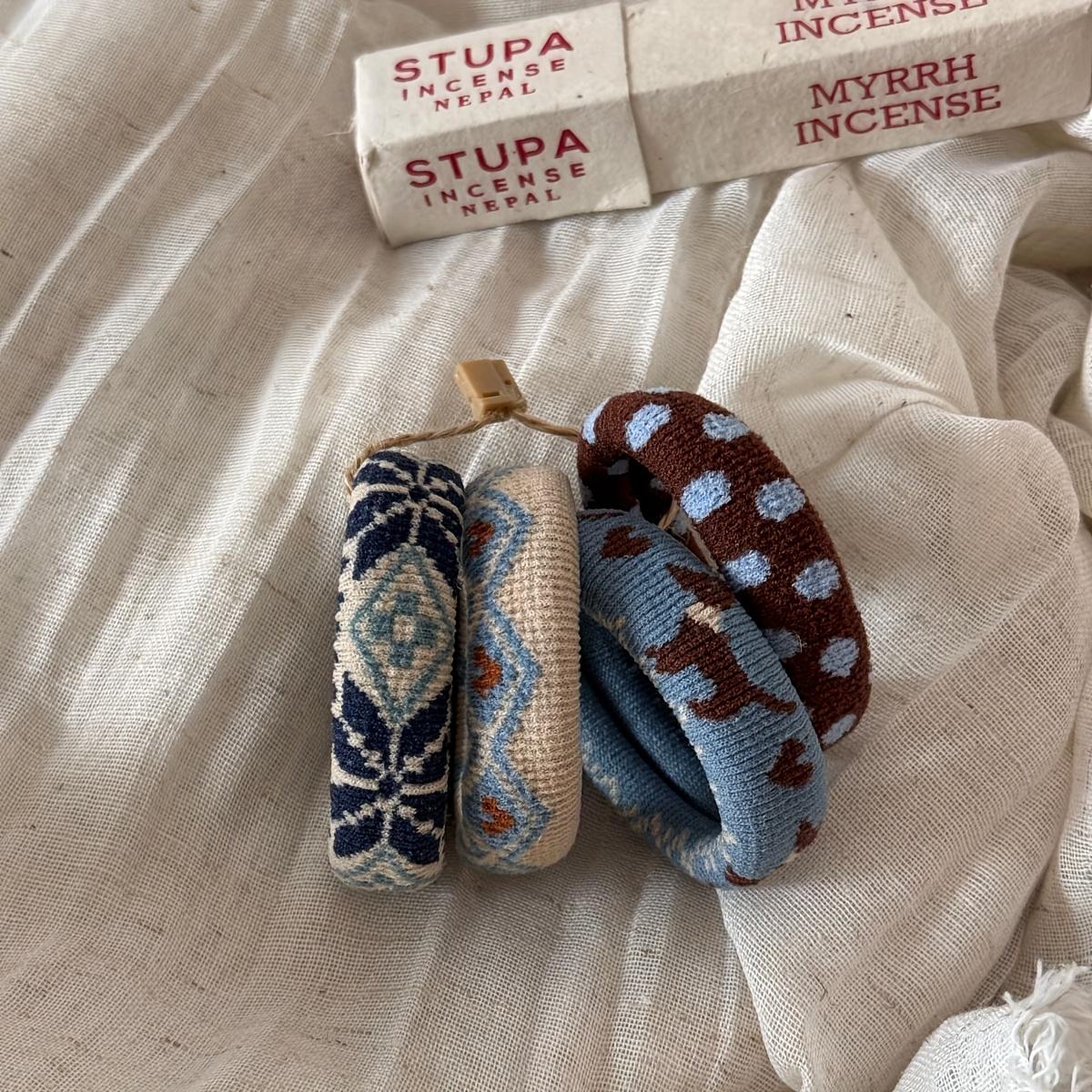 Bohemian Print Hair Ties for Women - Soft Elastic Hair Bands with Paisley, Tribal Patterns