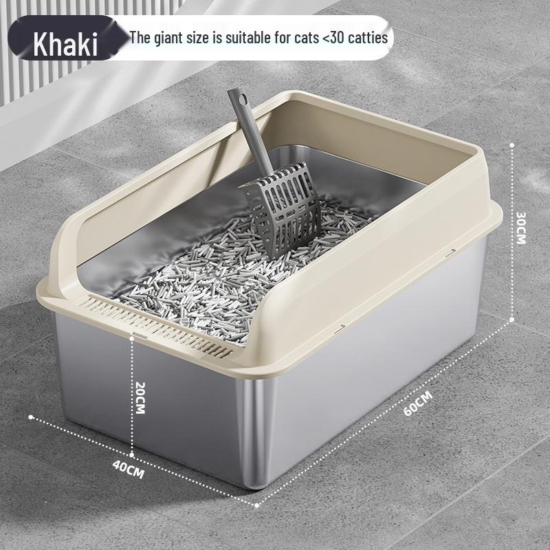 Luxuriöse spritzwassergeschützte Katzentoilette mit großem Raum, hohem Rand und Edelstahleinsatz für Weihnachten