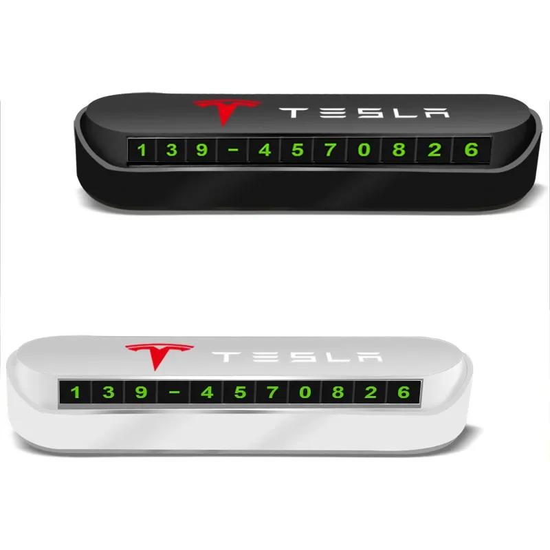 Car Sticker 2025 New Tesla Car Temporary Parking Card Phone Number Plate Car Styling For Tesla Model 3 2021 S X Y Style Roadster