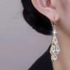 Super Glitzernde Rhombus Zirkon Goldene Quastenohrringe Für Damen Mode Personalisiertes Tägliches Accessoire Party Schmuck Geburtstagsgeschenk