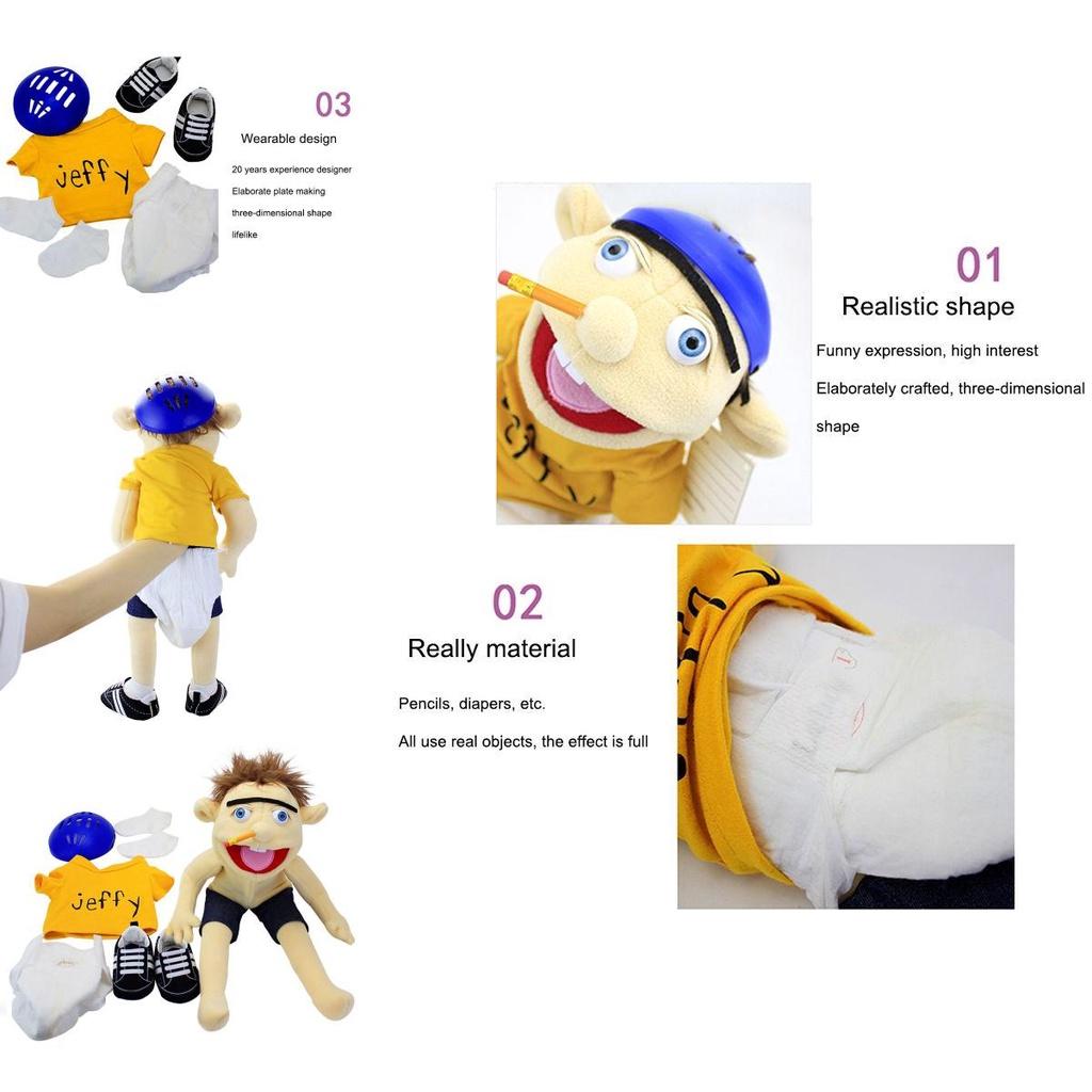 Morbida e Amica della Pelle Marionetta a Mano Peluche Cartone Animato Jeffy per Bambini e Adulti Regalo Perfetto per Natale e Compleanno!