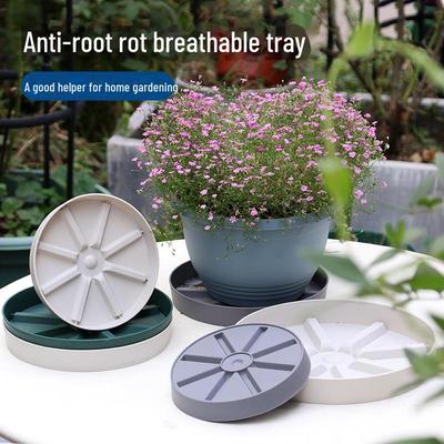Plateau rond en plastique épais pour pot de fleurs - Base respirante et anti-pourriture des racines pour le jardinage.