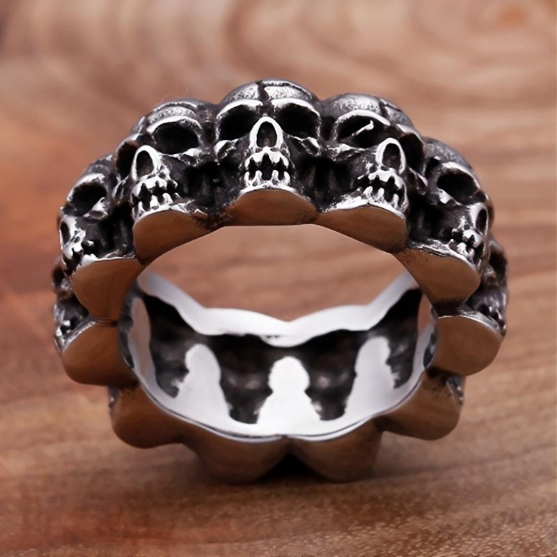 New Retro Jewelry, Domineering Punk Jewelry, Multiple Skull Men's Rings