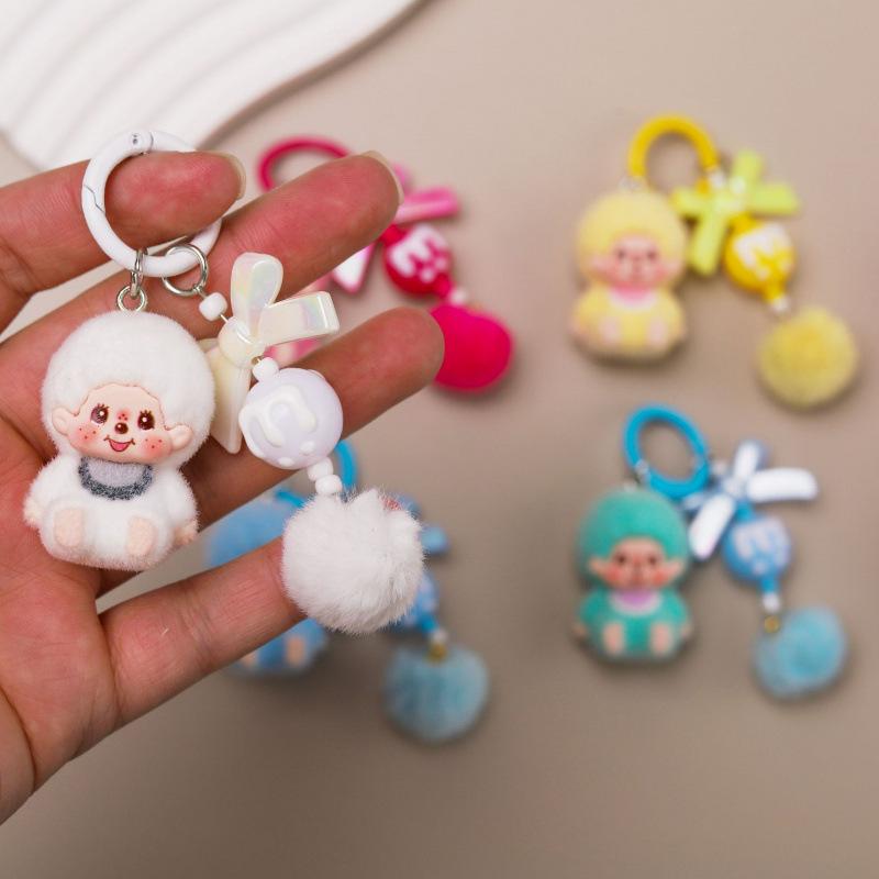 Llavero de M Beads Sentado con Flocado Llavero Lindo Joyería Colgante de Bolso de Moda Colgante Pequeño de Juego