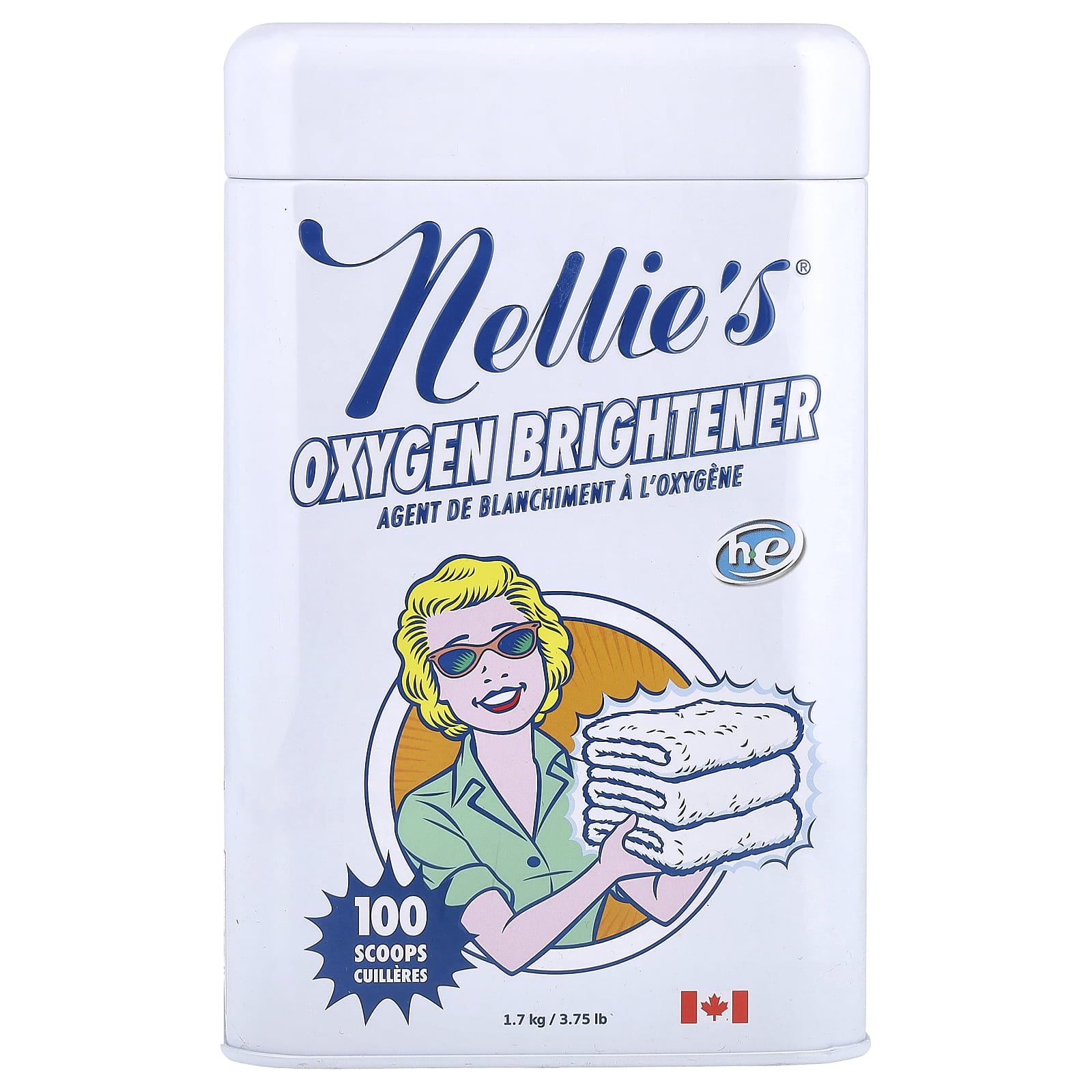 

Nellie S, Кислородный отбеливатель, 100 мерных ложек, 1,7 кг(3.75 фунта)