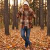 Men's Hooded Plaid Shirt Casual Loose Fit Jacket for Fall and Winter