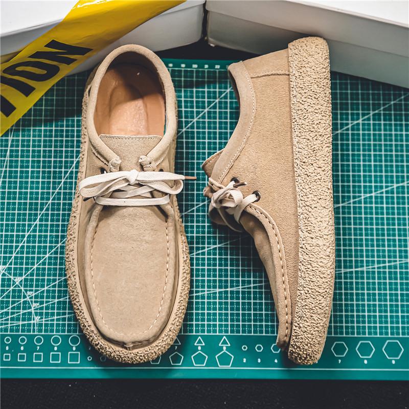 Man Shoes Fashion Outdoor Casual Shoes Retro Suede Leather Loafers Soft Sole Comfort Driving Shoes for Men Lace Up Walking Flats