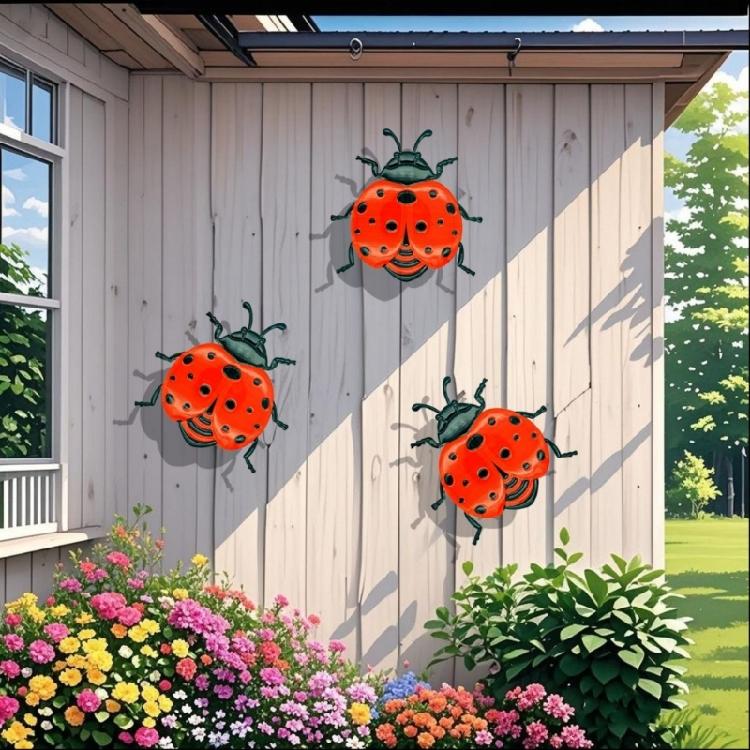 Iron Butterfly Honeybees Ladybugs Metal Wall Art Weather Proof Garden Homes Decors Handmade 3D Insect Sculpture