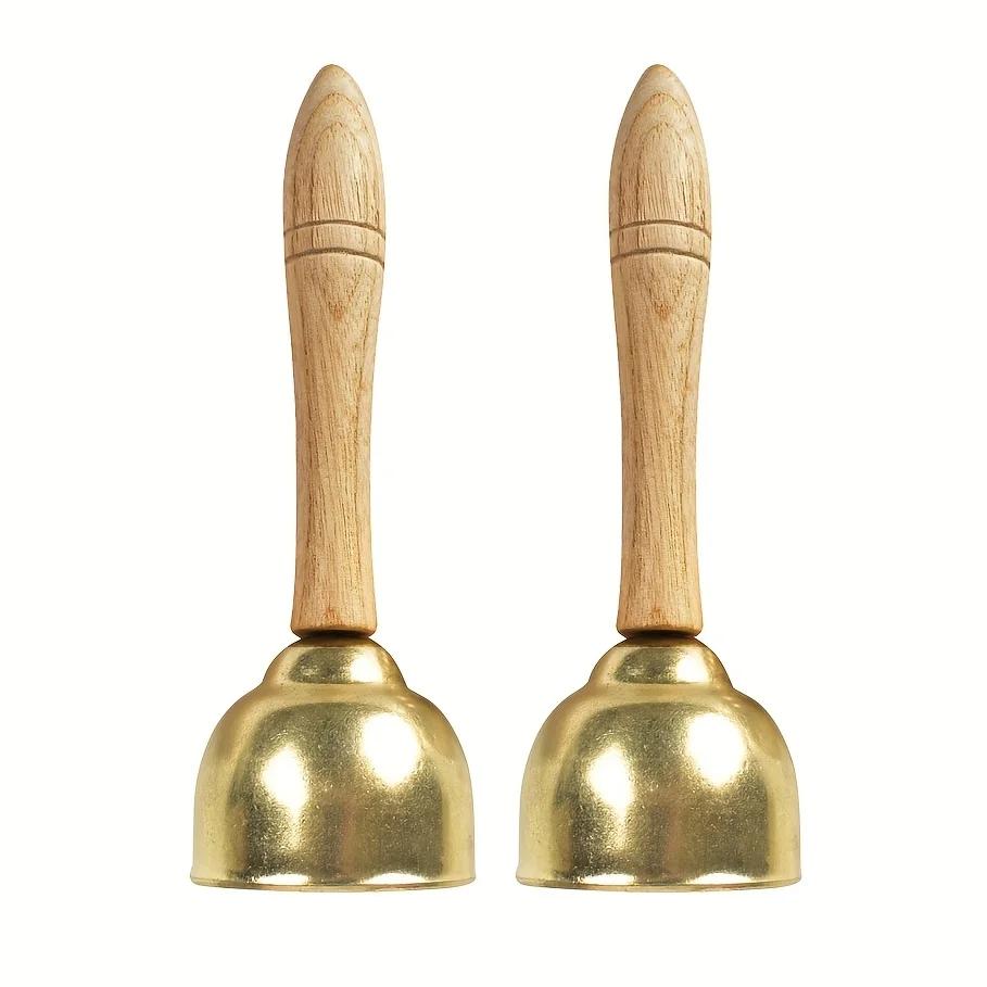 2pcs Hand Bells with Wooden Handle Handheld Bells Percussion Music Instrument for Wedding Game Party Decor ZSY