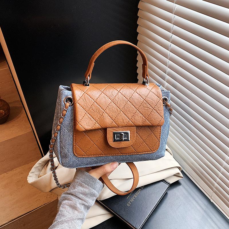 Rhombus Chain Bag Women's New Summer Niche Messenger Bag Retro Portable Small Square Bag