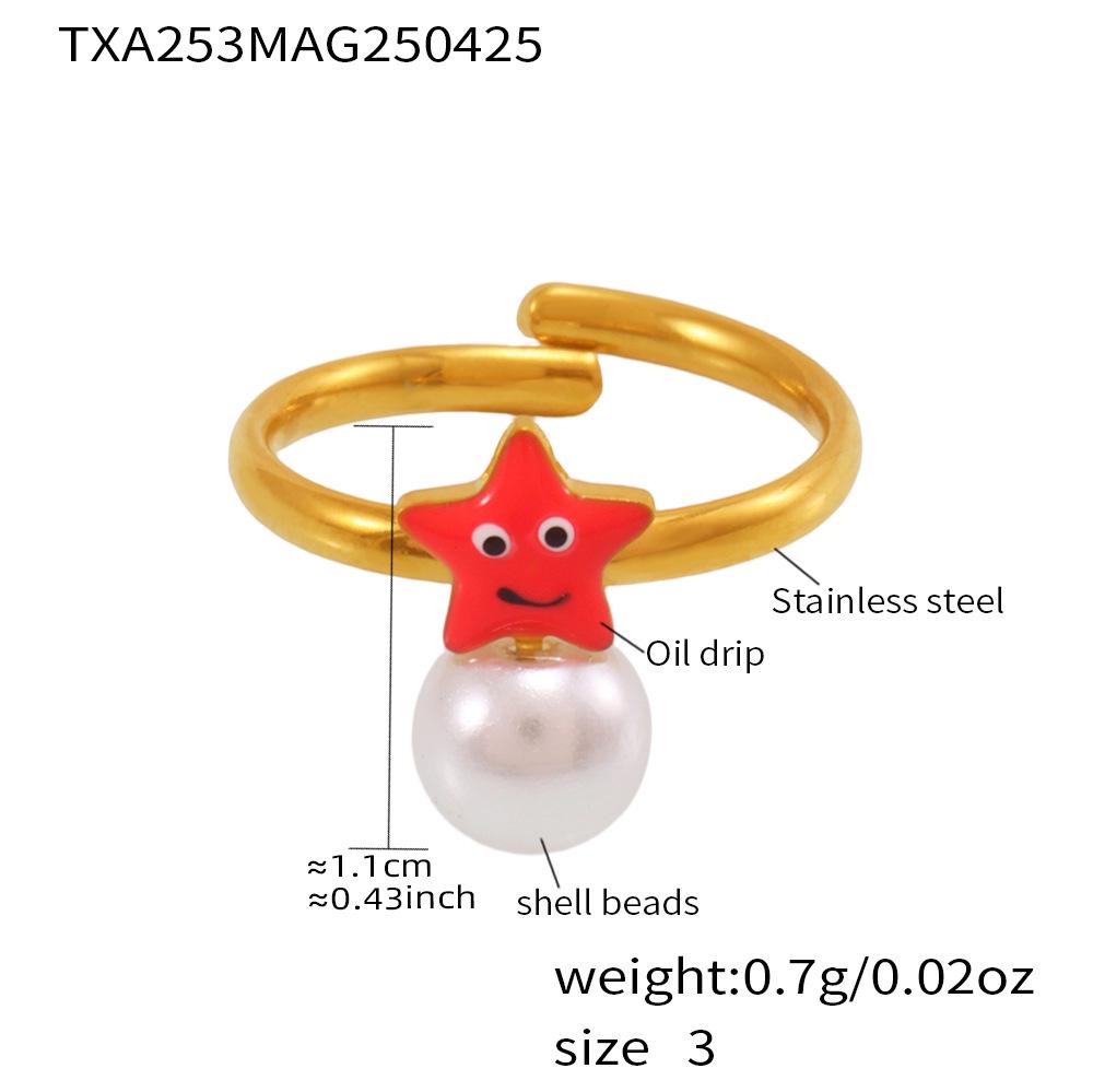 Qiong Yao 18K Gold-Plated Children s Starfish & Pearl Jewelry Set: Bracelet, Necklace, Earrings, Ring