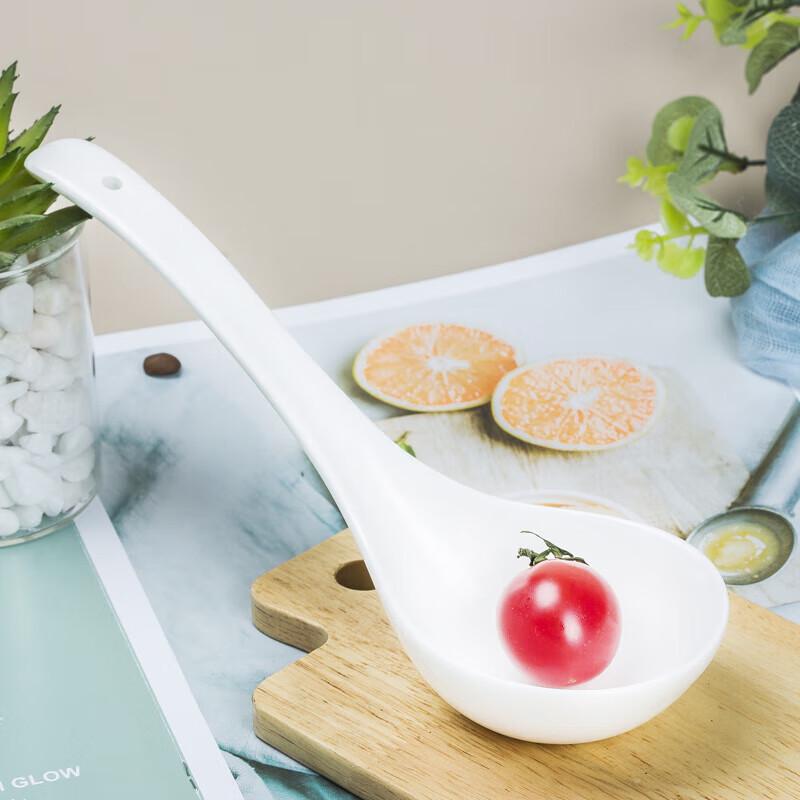 Large White Ceramic Soup Spoon