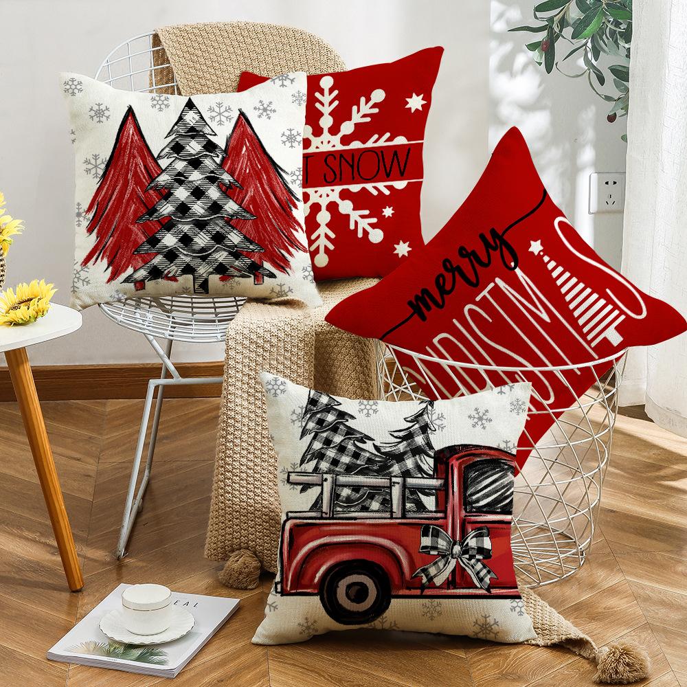 Weihnachtsmann Element Neu Nordisch Cartoon Weihnachten Umarmung Roter Quadratischer Kissenbezug