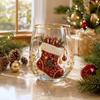 Bicchieri Unici per Feste di Natale 330ML Bicchiere d'Acqua in Vetro, Motivo Ghirlanda/Babbo Natale/Alce/Calze/Pupazzo di Neve Vetro Festivo Edizione Limitata Regalo
