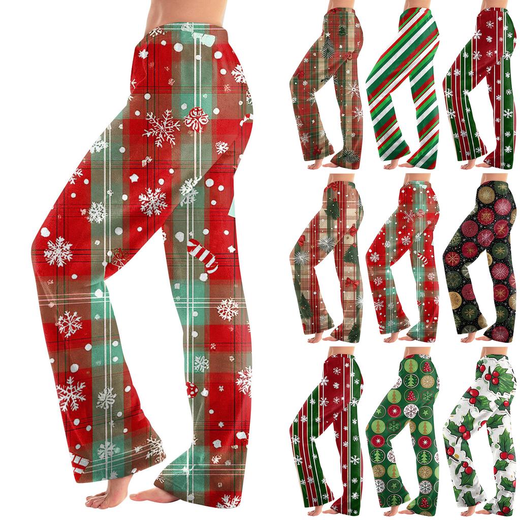Women  Winter Plaid Pants Full Length Long Trousers Sports Pants