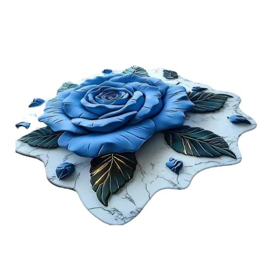 

Floor Mat 3D Flower Pattern Water-Repellent Bathroom Rug with Anti-Slip Base High-Density Crystal Velvet Bath Mat 60cm