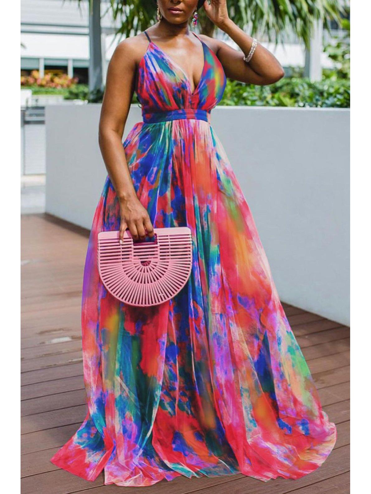 

2021 Весна/Лето Европейское и Американское Большое Сетчатое Платье - Плюс Размер Женщин Пригородный Стиль 5XL красный