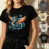 Colorful Mythical Dragon Graphic T-shirt Vibrant Fantasy Creature Art Casual Tee