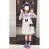Girls Summer Striped Short Sleeve Pinafore Dress Fashionable Casual Princess For Big Kids