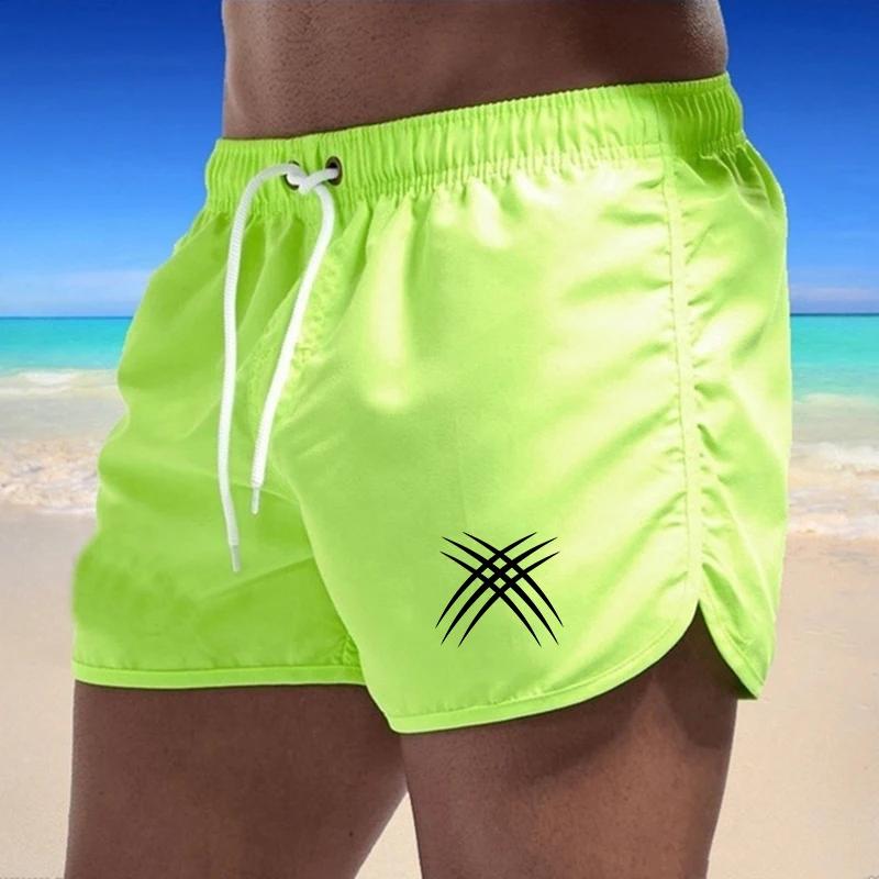 Casual Swimming Summer Men's Shorts 2025 Beach Trunks Swim Gym Pants Quick Drying Homme Surf Ventilate Drawstring Fashion Daily