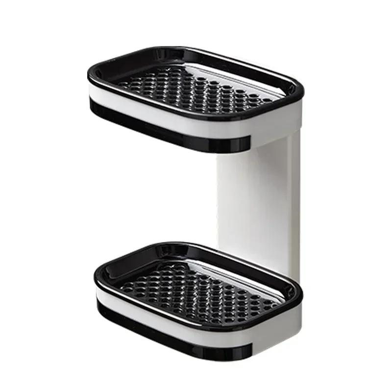 Sapună cu două straturi montate pe perete Sertar fără perforare Suport de scurgere Cutie de depozitare pentru burete de bucătărie Organizator pentru baie Raft