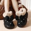 Bow cotton slippers women's winter bag heel cute home household plush warm plush women's cotton shoes winter