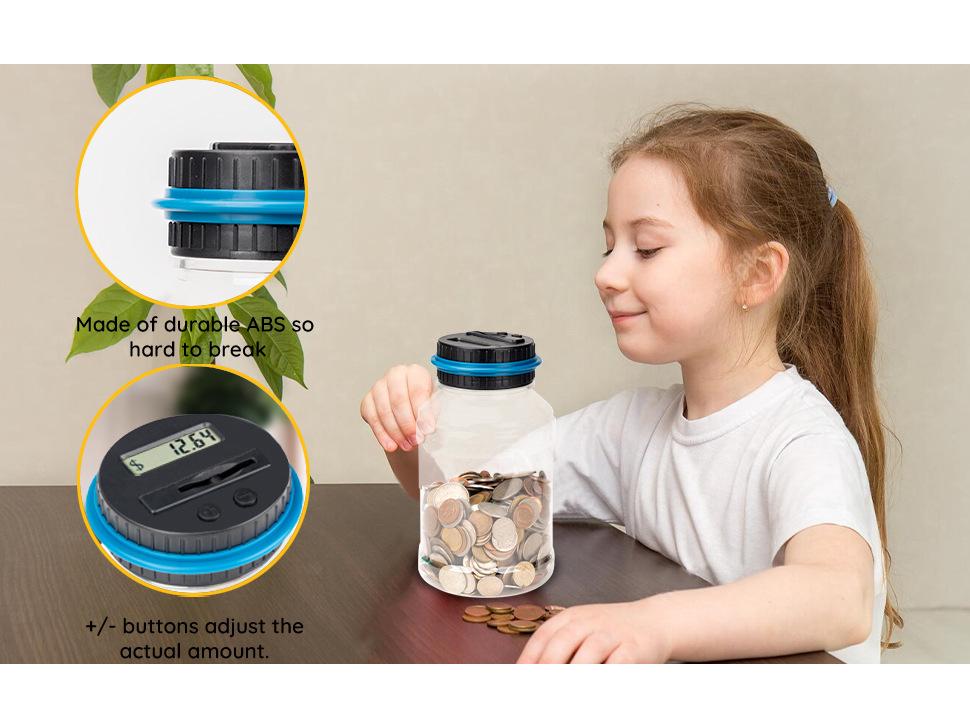 Smart Electronic Coin Counting Piggy Bank - US Dollar & New Taiwan Dollar Compatible