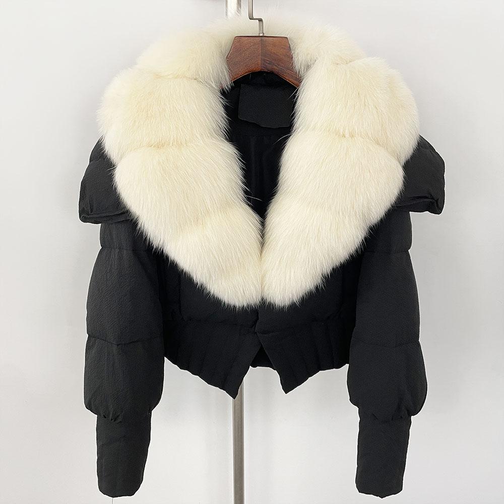 OFTBUY Down Jacket Women 2024 New Winter Natural Real Raccoon Fox Fur Collar Short White Duck Down Coat Thick Warm Casual Outerwear