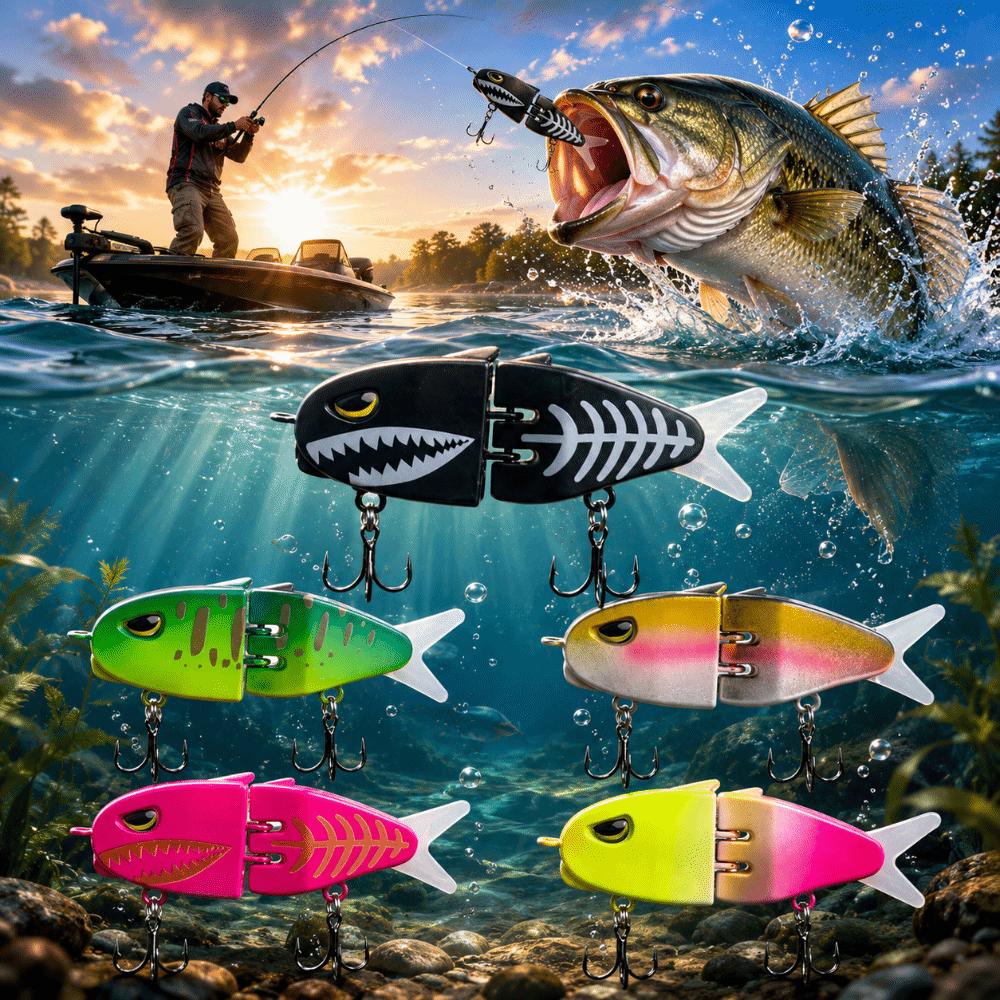 5PCS with Double Treble Hooks Mini Glide Bait with 3D Eyes Swimming Bait  Pike Fishing