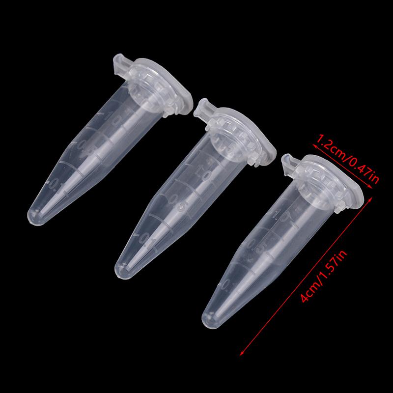 50Pcs 1.5 Ml Laboratory Transparent Micro Plastic Centrifuge Tubes With Snap Lid Container Lids For Laboratory Samples