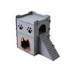 Two-Story Felt Cat Villa with Stairs - All-Season Semi-Enclosed Indoor Cat House