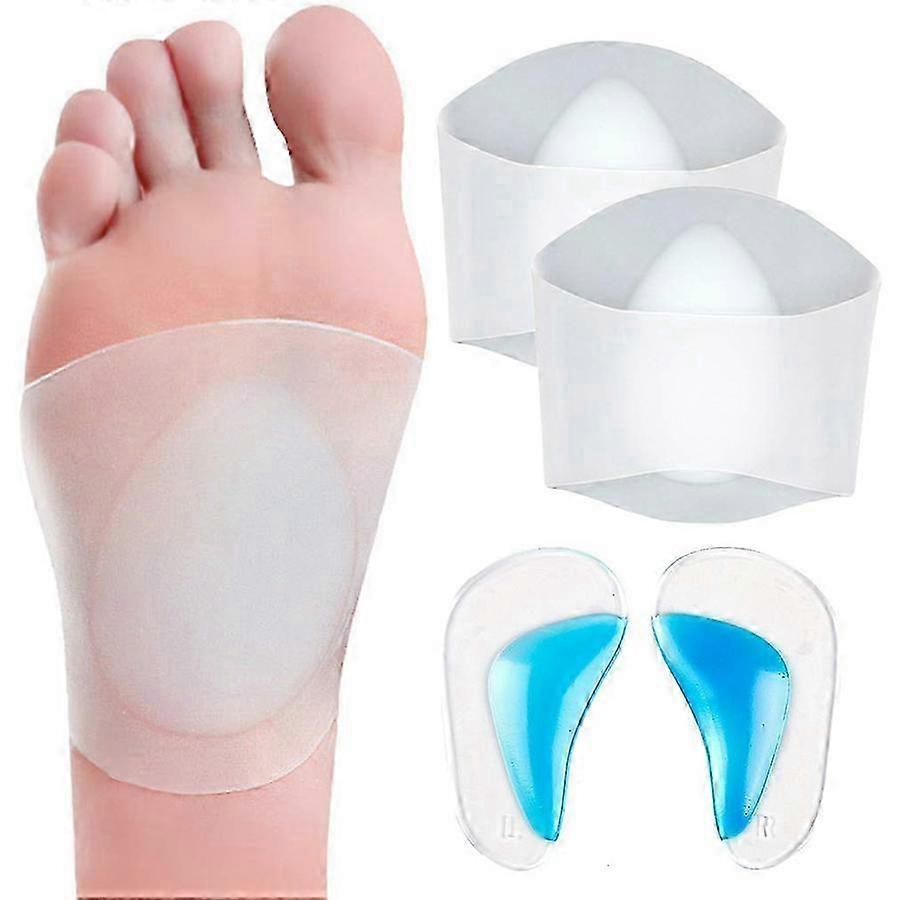 Ensemble de support de voûte plantaire en gel, 2 paires de manchons/semelles pour fasciite plantaire pour pieds plats, Souple réutilisable Si