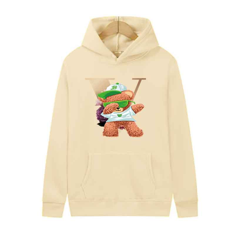 Spring Autumn Fashion Casual Hooded Sweatshirt Men Women Fashion Simple Hoodie Creative Little Bear Dancing Printing Unisex Top