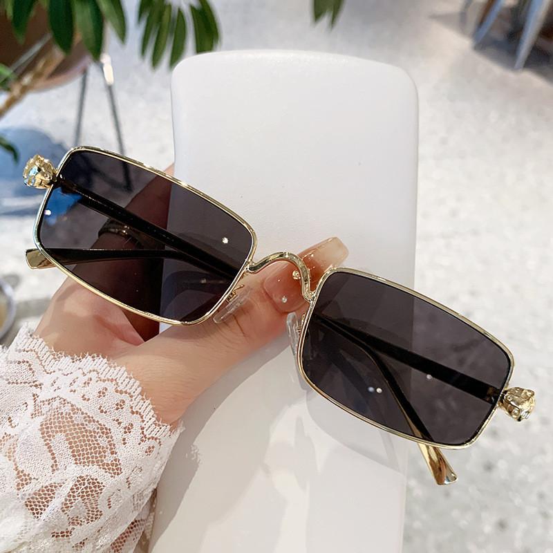 

European Sun Glasses Men Fashion Uv400 Metal Square Sunglasses For Travel GoldFrameGray