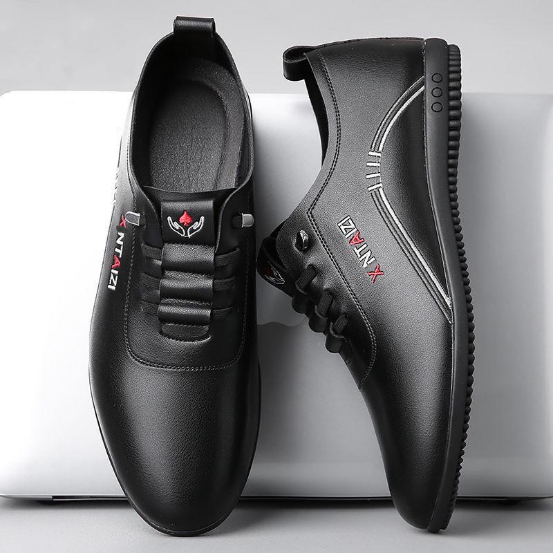 2025 Men's Lightweight Slip-On Leather Loafers - Spring/Autumn Business Casual Shoes with Soft Sole