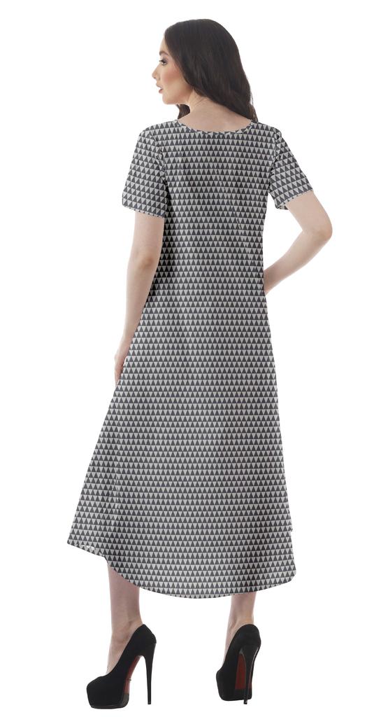 Moomaya Printed Sun Dresses Women Short Sleeve Cotton Flex Party Dress