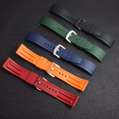 Watchband 20mm 22mm 24mm Black Orange Dust Free Rubber Waterproof Quick Release Strap for Smartwatch Accessories