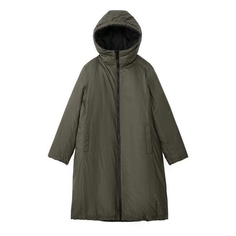 PBZA Womens Reversible Hooded Long Thick Cotton Coat Winter Casual Warm Jacket