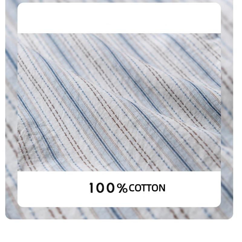 Japanese Style Striped Long Sleeve Shirts for Men Daily Spring/Autumn Pure Cotton Soft and Comfortable Casual Tops Youth New Fashion Men Shirt
