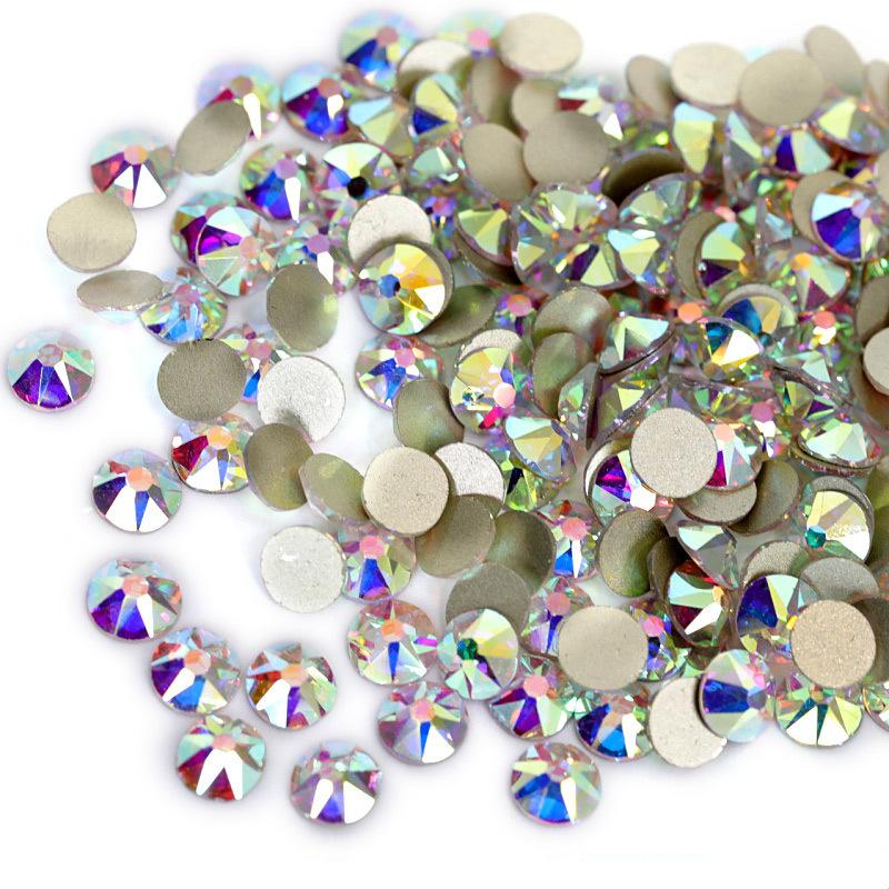16 Cut Sides Eight Big And Eight Small Imitation Austrian Flat Bottom Drill Nail Drill Ab Color Diy Mobile Phone Case Glass Accessories Rhinestone