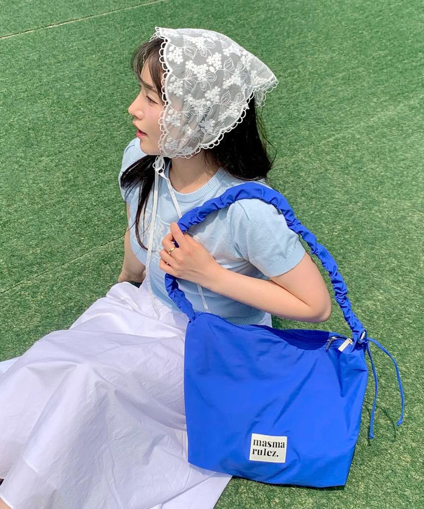 Masmarulez Nylon 2Way Shirring Hobo Bag_Blue