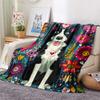 Border Collie Print Flannel Blanket, High quality Comfortable for All Seasons, Home Decor, Warmth and Comfort, Perfect for Christmas Gifts