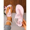 Flat Heel Sandals Women's Summer New European and American Foreign Trade One Line Buckle with Flip Toe Herringbone Beach Large Size Sandals