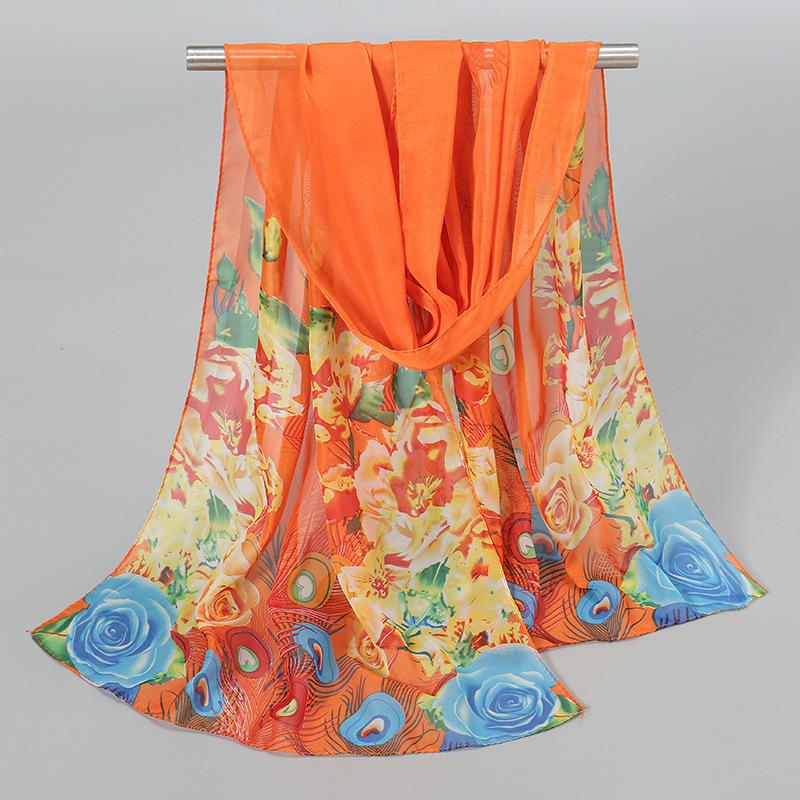 1Pc Muslim Chiffon Hijab Scarf For Women Summer Print Thin Scarves Soft Shawl Foulard Viscose Autumn Female Sunscreen Wrap Shawl