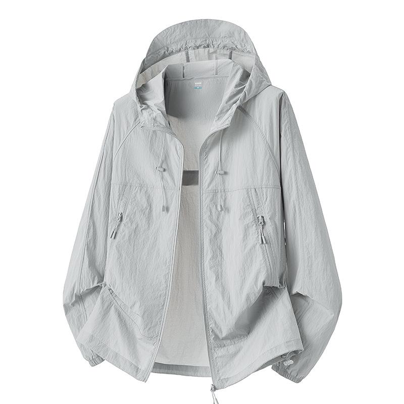 Unisex Lightweight Hooded Sun Protection Jacket - Breathable & Customizable for Outdoor Summer Activities
