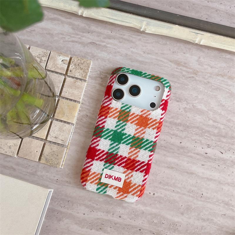 Colorful Plaid Velvet Phone Case for iPhone 16, iPhone 17, and iPhone 17 Pro Max