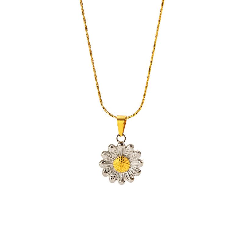 Windmill Sunflower Pendant Necklace Women Light Luxury Collarbone Chain Small Sense Advanced Titanium Steel Colorfast Jewelry